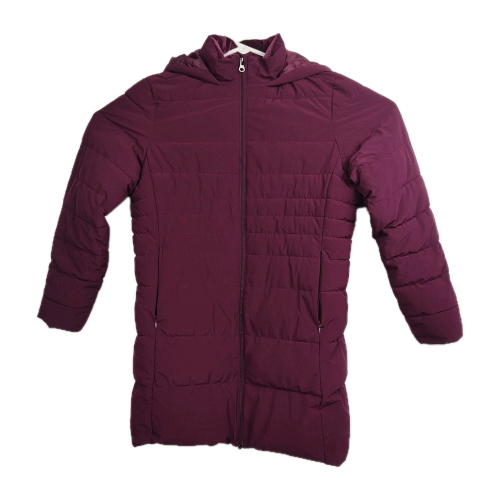 Swiss+Tech‎ Puffer Coat Women's M (8-10) Purple Full-Zip Hooded Mid-Length